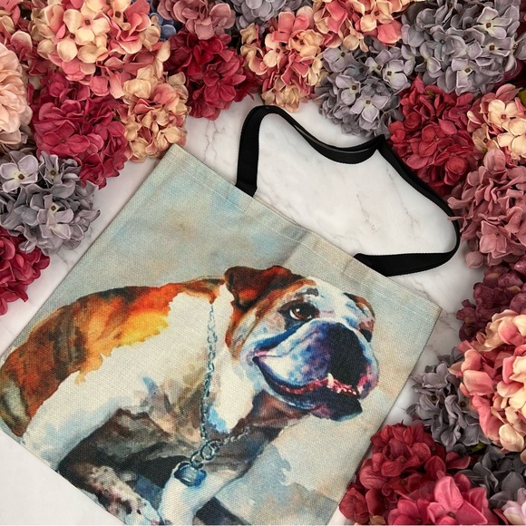 Eco-Friendly Adorable English Bulldog Folding Tote Bag - Picture 4 of 14